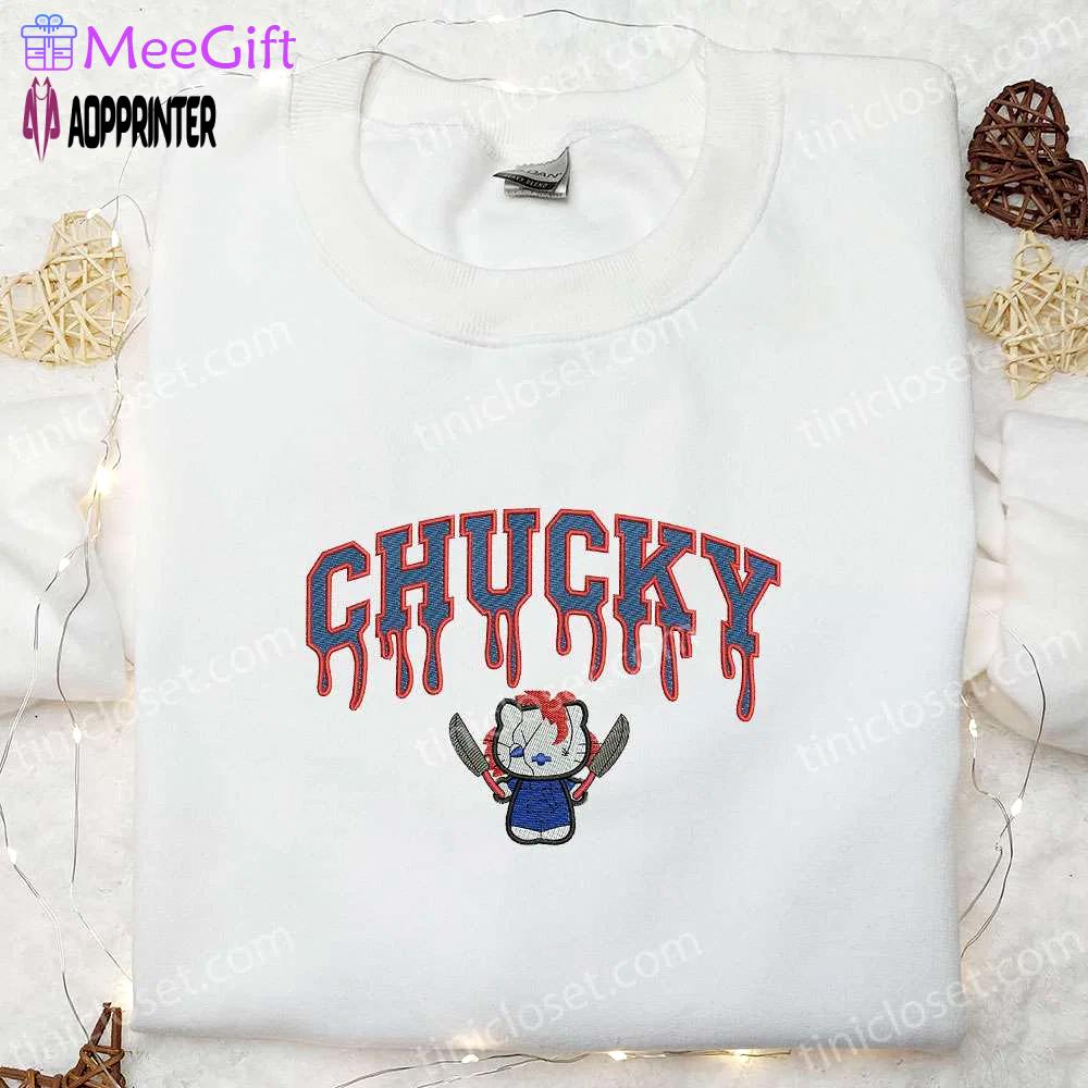 Chucky kitty embroidered sweatshirt & halloween hoodie – best family gifts Embroidered Shirt