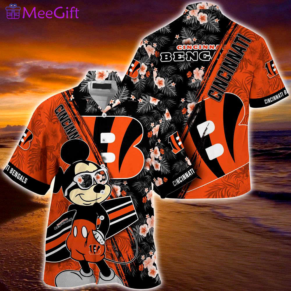 Cincinnati bengals nfl-summer hawaii shirt mickey and floral pattern for sports fans Hawaii Shirt
