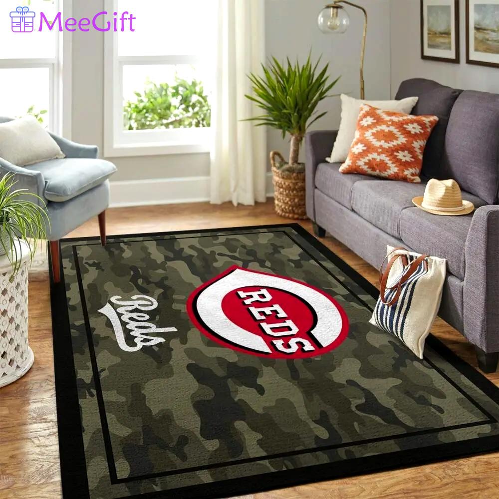 Cincinnati reds camo mlb baseball team logo carpet living room rugs 1 Rectangle Rug