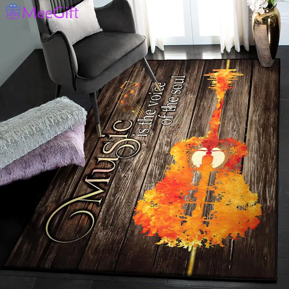 Classical guitar indoor outdoor carpet, music is the voice of the soul guitar rug Rectangle Rug
