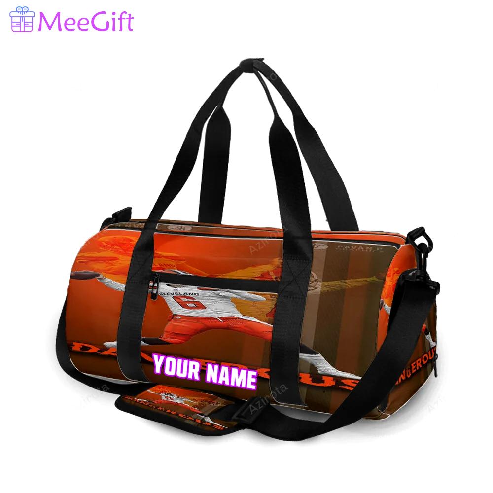 Cleveland browns baker mayfield 06 dan6erous personalized name travel bag gym bag 2151 Travel Bag