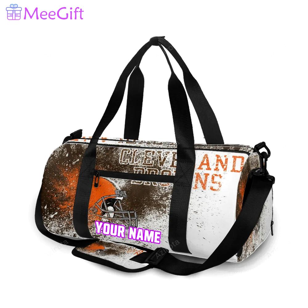 Cleveland browns logo art v1 personalized name travel bag gym bag 348 Travel Bag