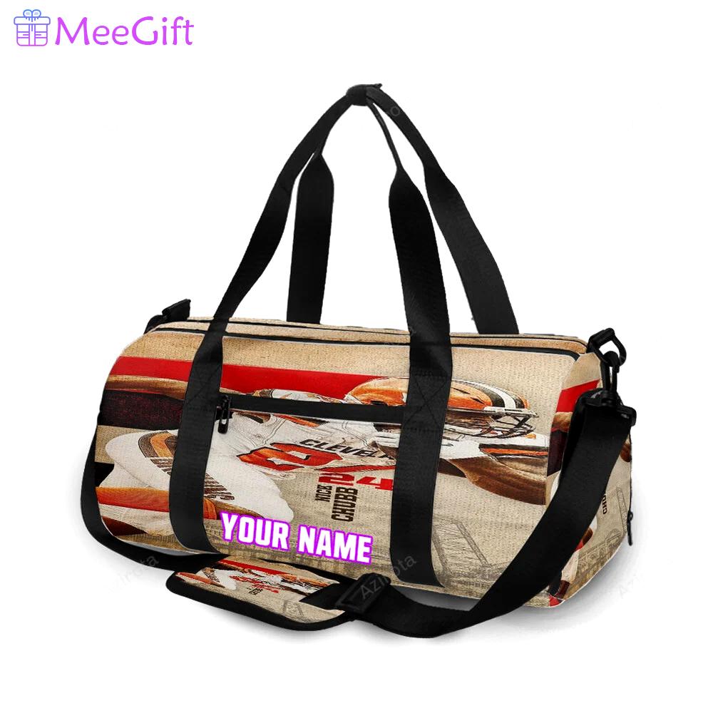 Cleveland browns nick chubb 24 personalized name travel bag gym bag 1245 Travel Bag