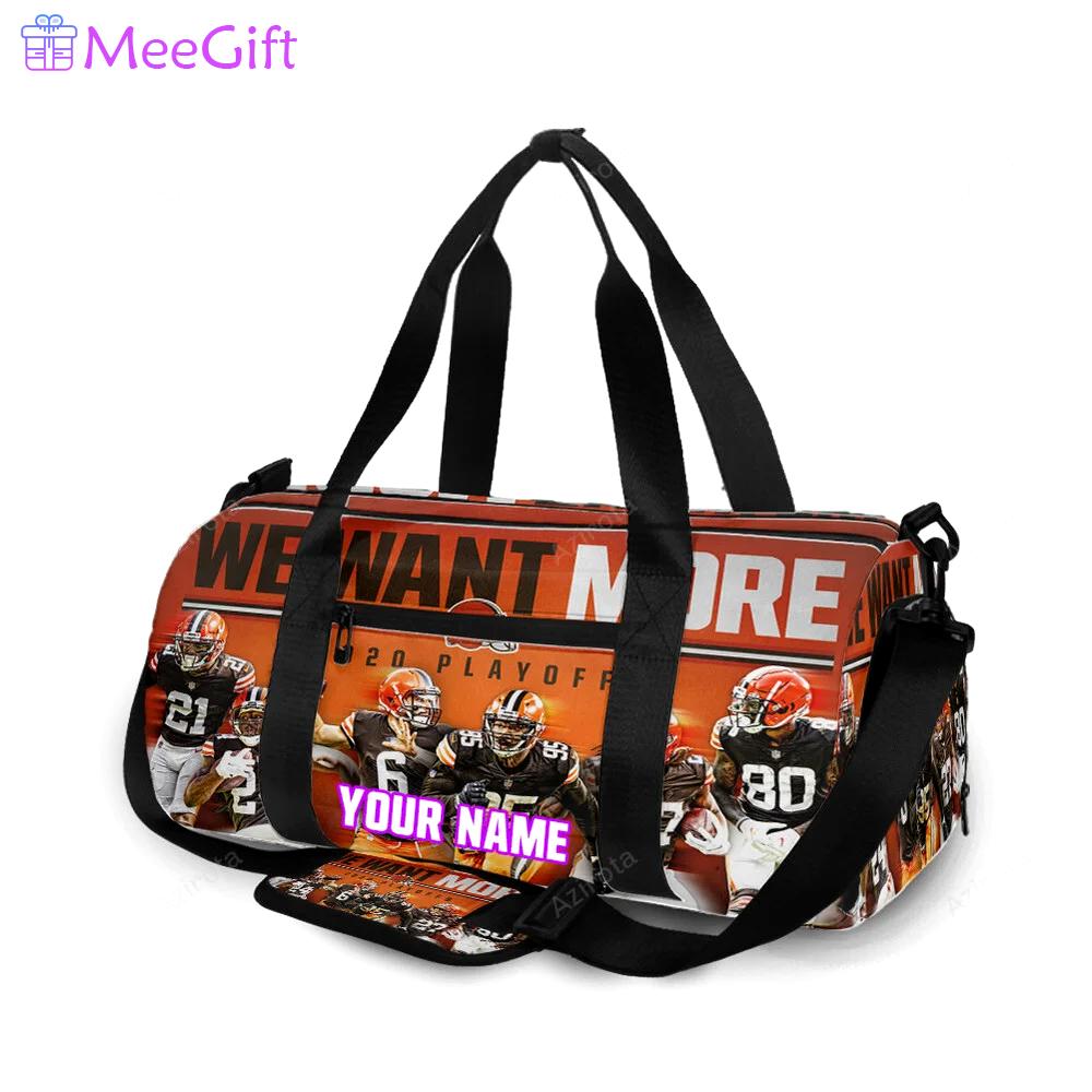Cleveland browns players we want more 1 personalized name travel bag gym bag 1893 Travel Bag