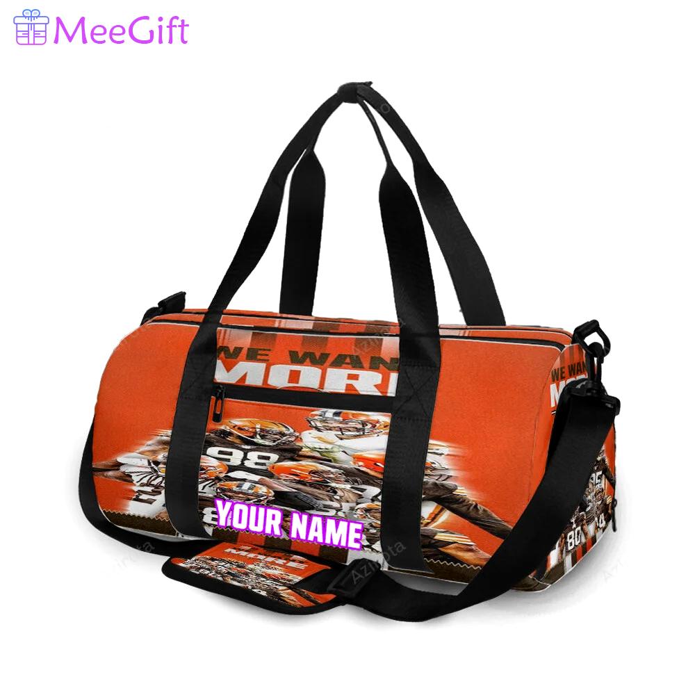 Cleveland browns players we want more 2 personalized name travel bag gym bag 1762 Travel Bag