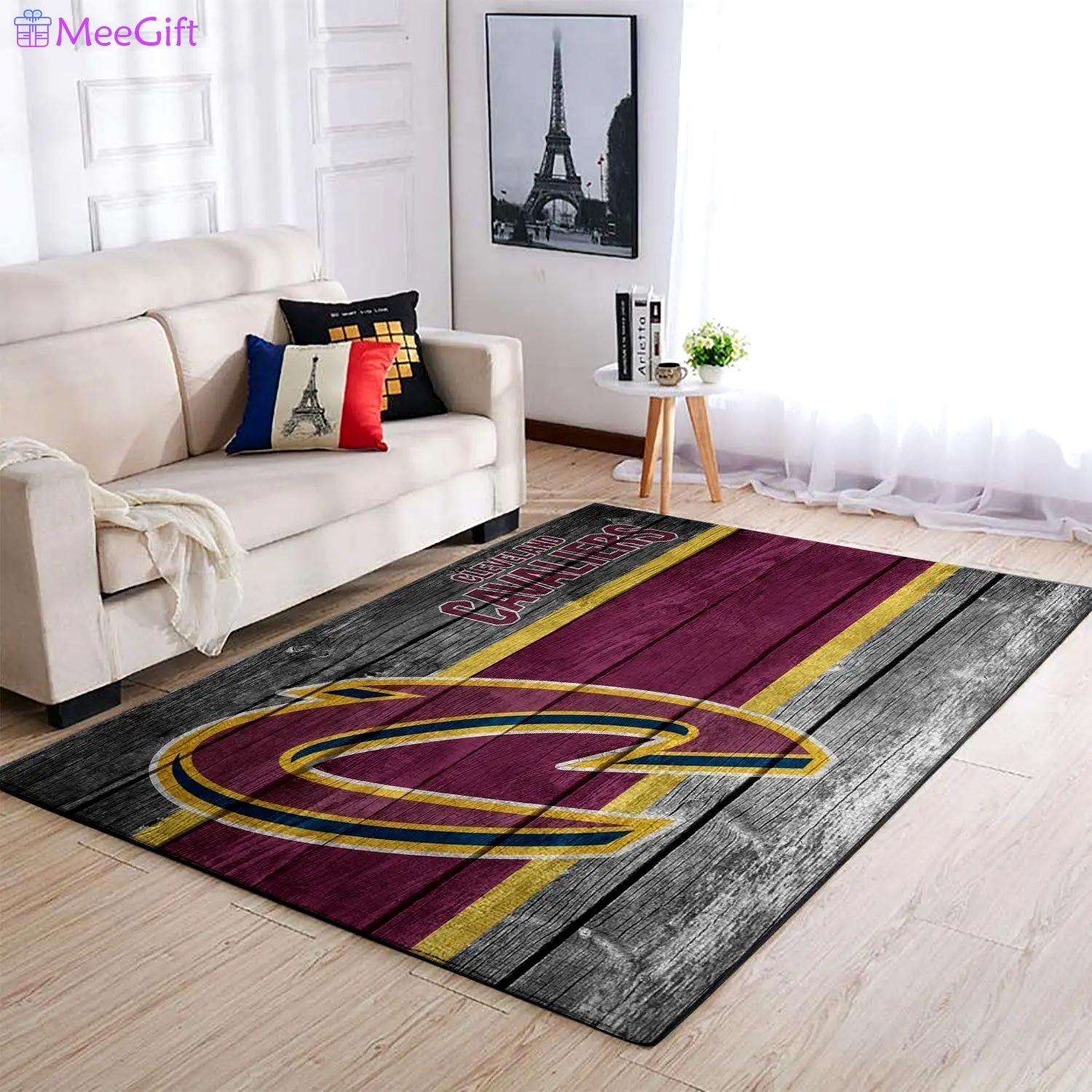 Cleveland cavaliers nba wooden style living room carpet rug regtangle carpet Rectangle Rug