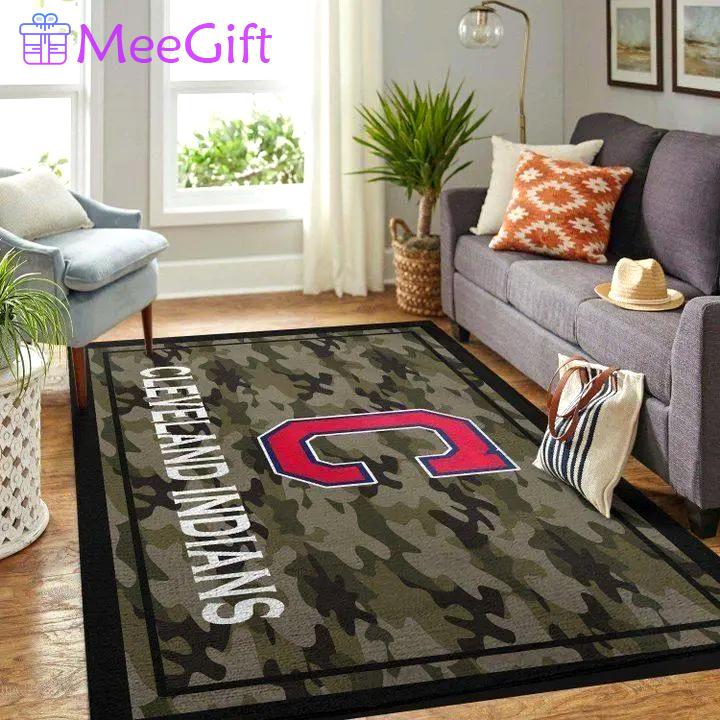 Cleveland indians area rug mlb baseball team logo wooden style rug v6702 Rectangle Rug