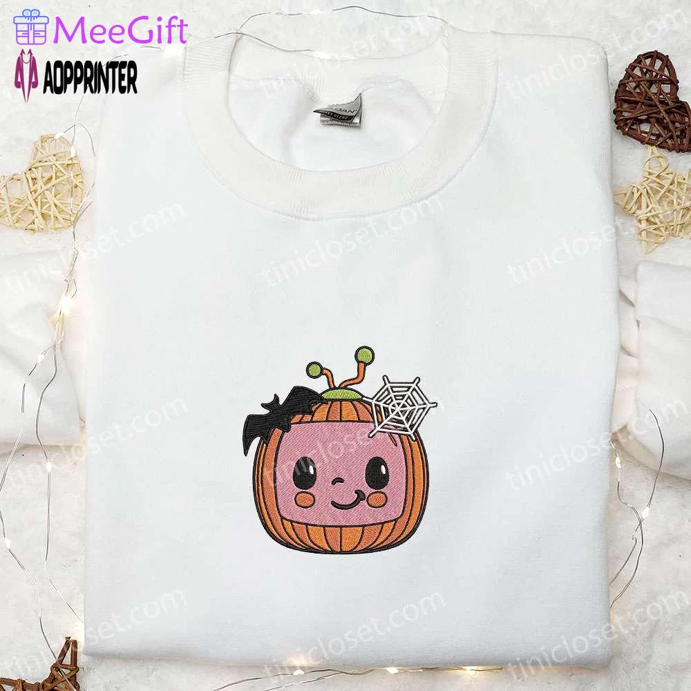 Cocomelon pumpkin embroidered hoodie sweatshirt & t-shirt: fun cute & funny halloween apparel Embroidered Shirt
