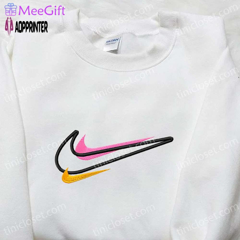 Color x nike swoosh embroidered shirt: custom birthday gift ideas Embroidered Shirt