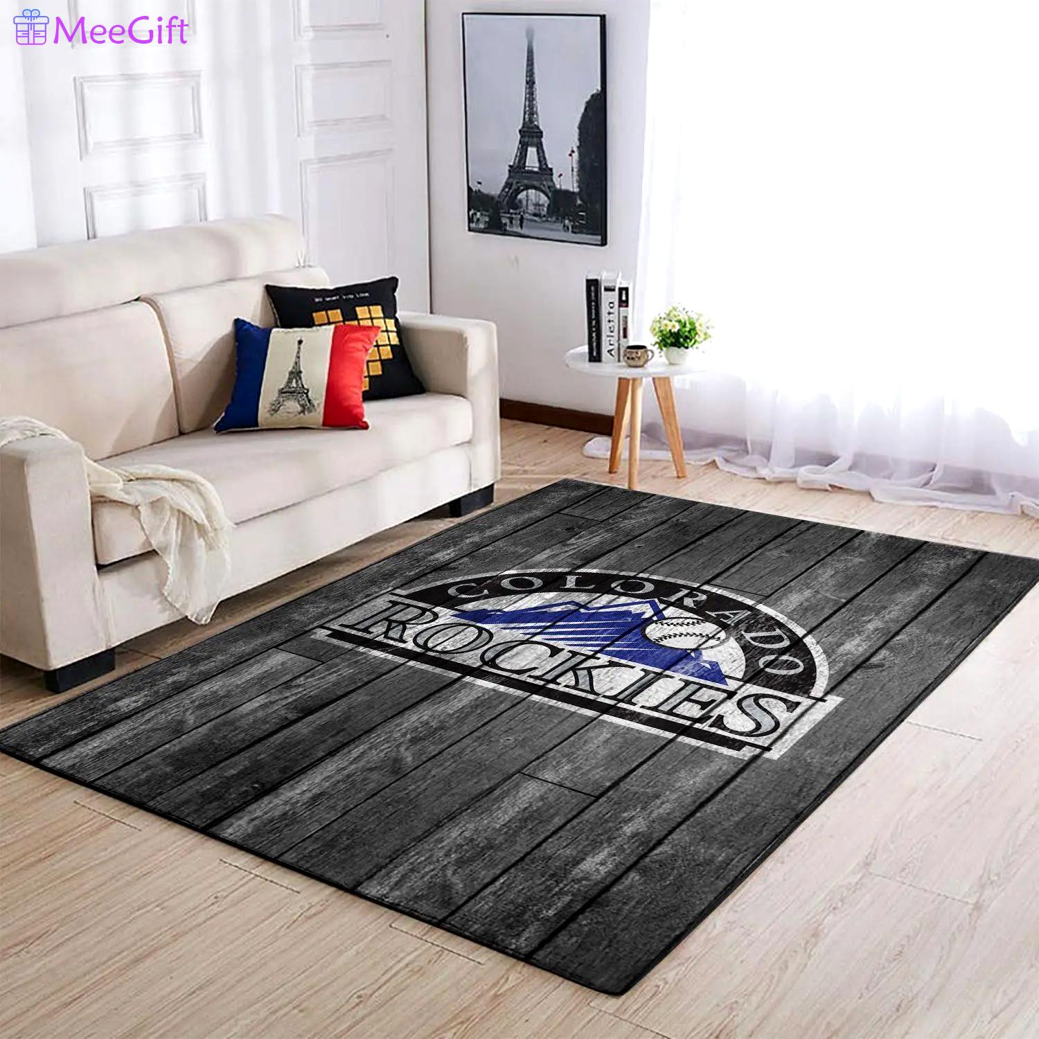 Colorado rockies wooden style mlb team logo area rug living room rug 4 Rectangle Rug