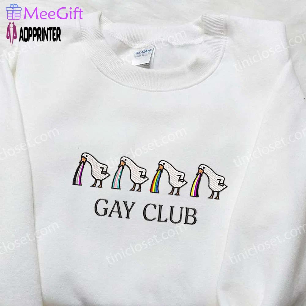 Colorful lgbt club silly goose embroidered shirt – animal & lgbtq pride design Embroidered Shirt