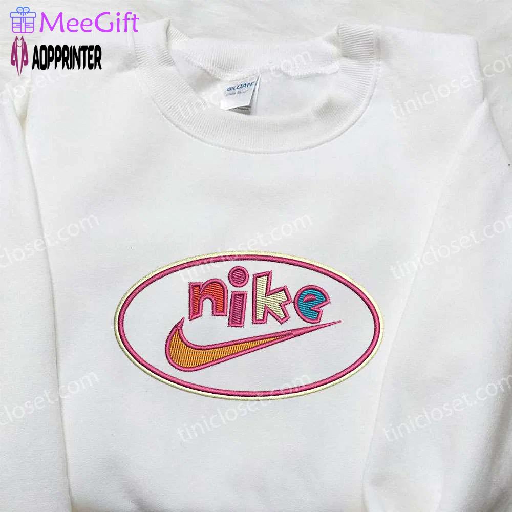 Colorful nike embroidered sweatshirt: best birthday gift idea with nike inspired embroidered shirt Embroidered Shirt