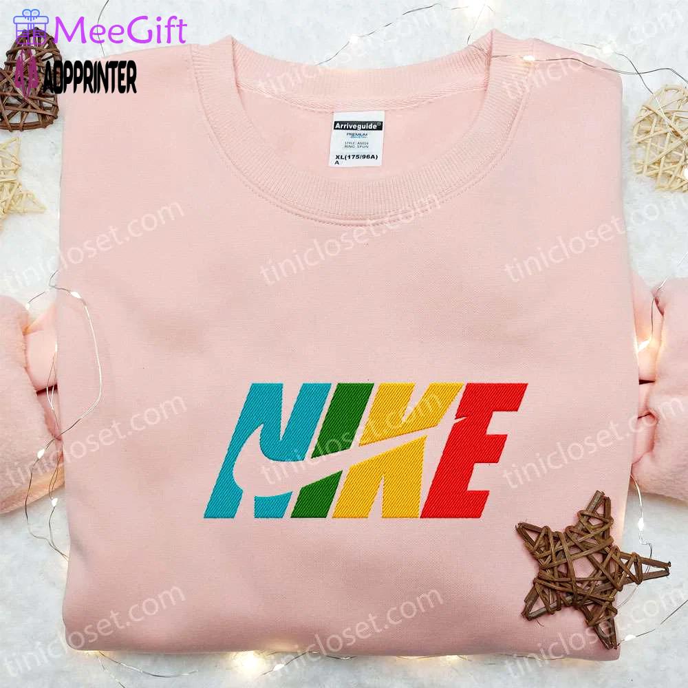 Colorful nike embroidered sweatshirt: custom shirt perfect family gift Embroidered Shirt