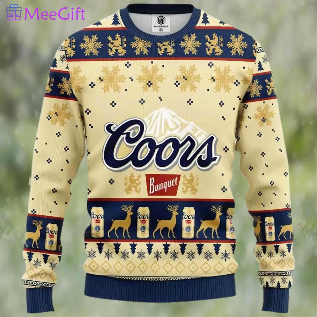 Coors banquet beer ugly christmas sweater, faux wool sweater, international beer day, gifts for beer lovers, best christmas gifts for 2022 ? prinvity Christmas Ugly Sweater
