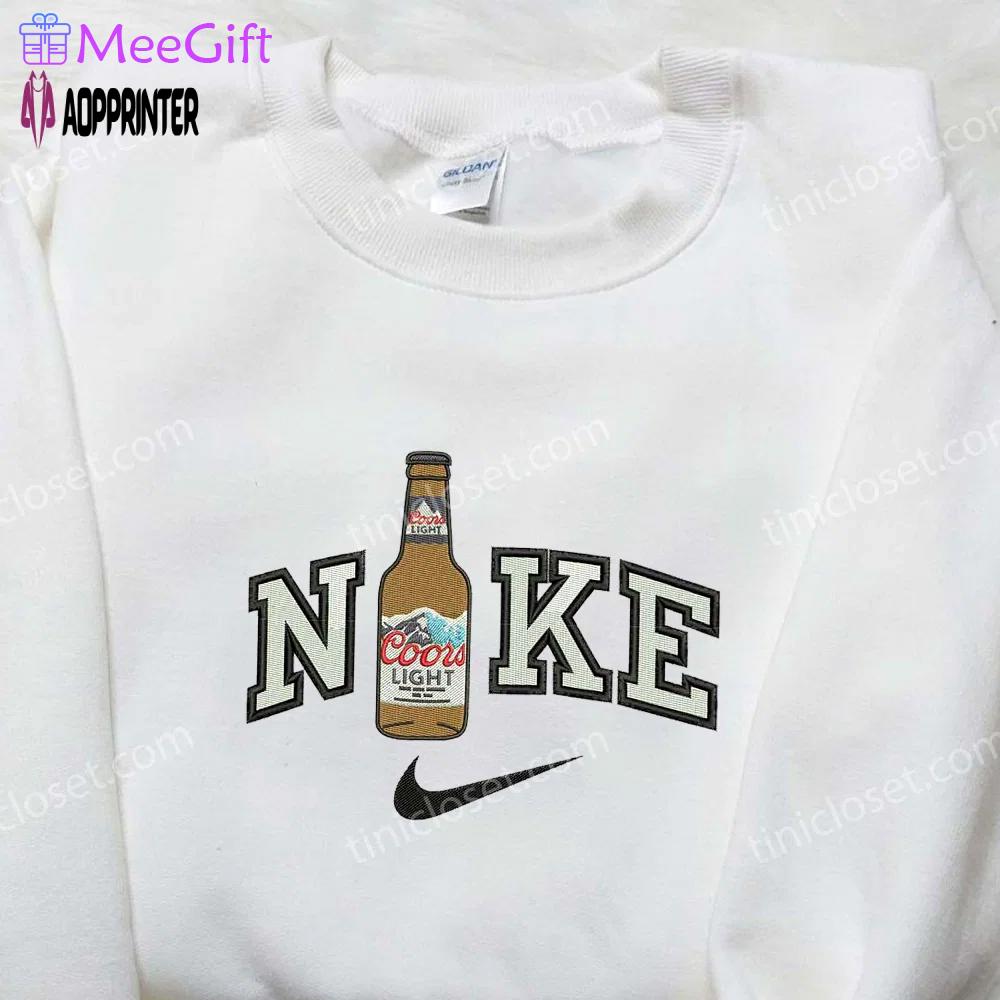 Coors light beer bottle x nike embroidered shirt: custom favor drinking tee Embroidered Shirt