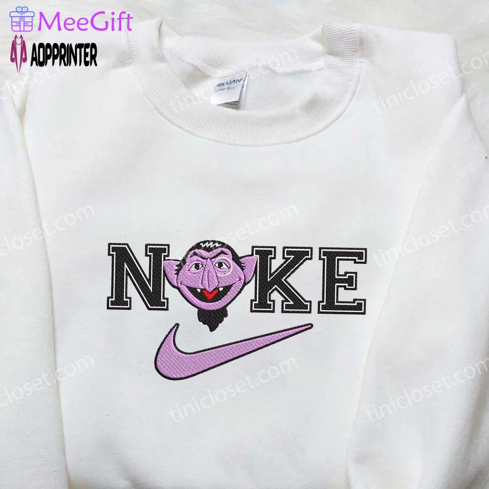 Count von count x nike embroidered shirt – sesame street & custom design Embroidered Shirt