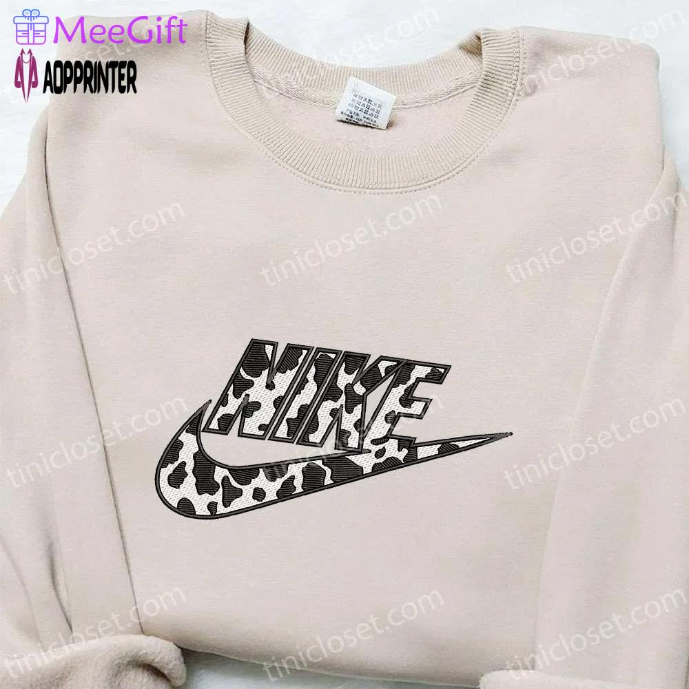 Cow pattern x nike hoodie & embroidered shirt: best family gifts Embroidered Shirt