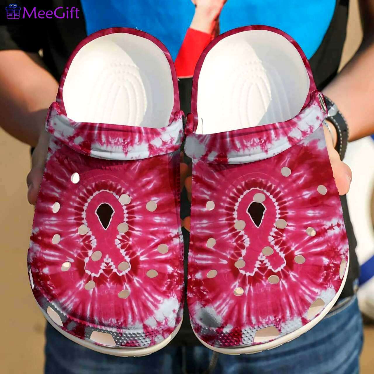 Crocs outfit - breast cancer awareness ribbon tie dye crocs crocband clog shoes - 303 Crocs Outfit