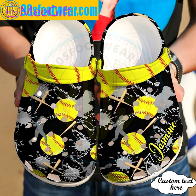 Crocs outfit - custom softball crocs – black personalized softball classic clog - 479 Crocs Outfit