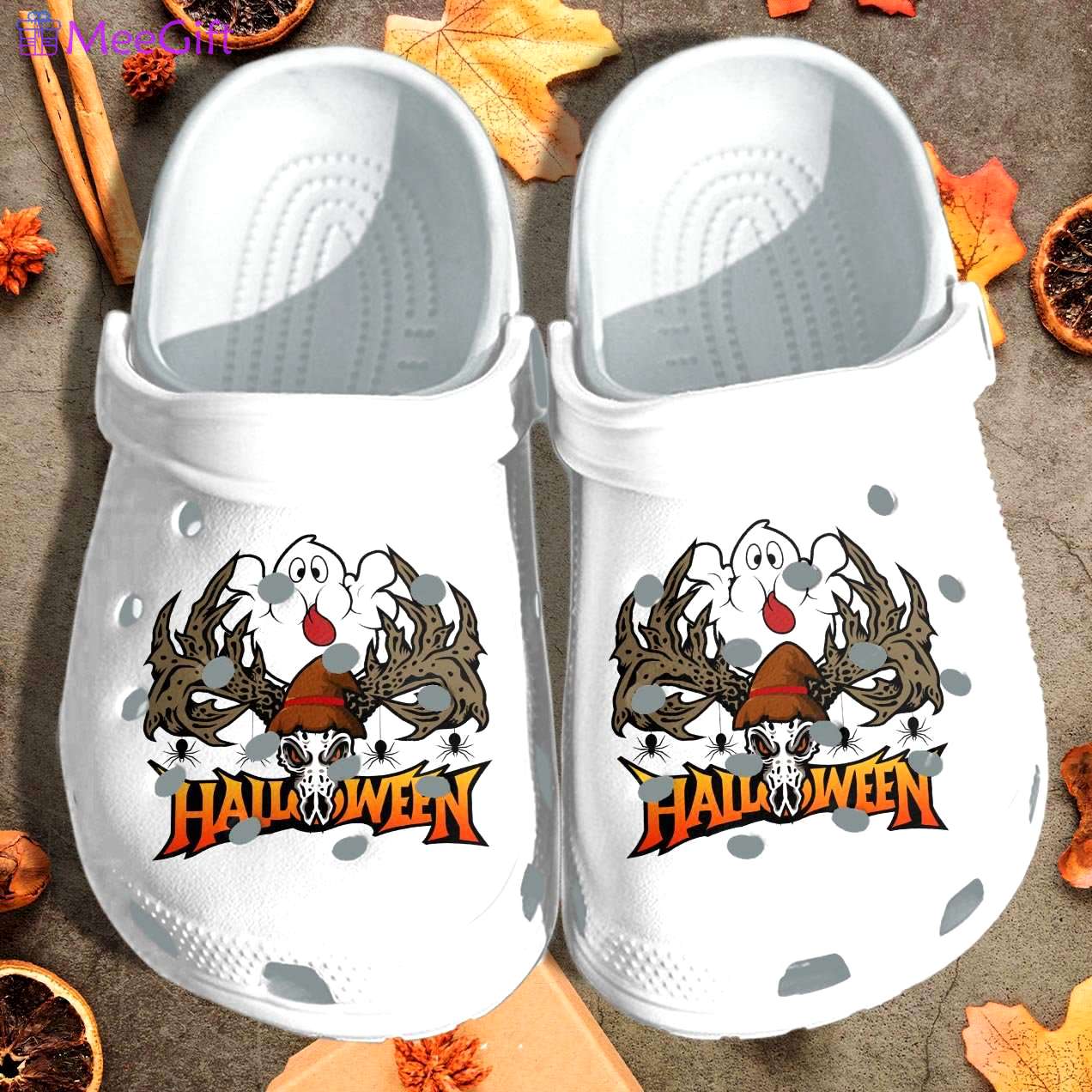 Crocs outfit - halloween cute ghost with skull deer  crocs crocband clogs shoes - 1015 Crocs Outfit