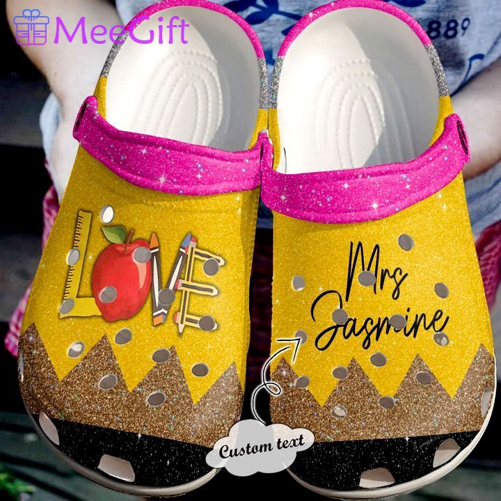 Crocs outfit - love letter teacher custom name glitter color crocs crocband clog shoes for men women - 1374 Crocs Outfit