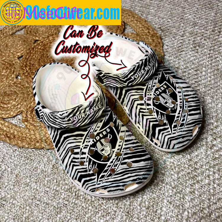 Crocs outfit - personalized raider crocs ripped zebra las vegas raiders football team custom classic clog - 1820 Crocs Outfit