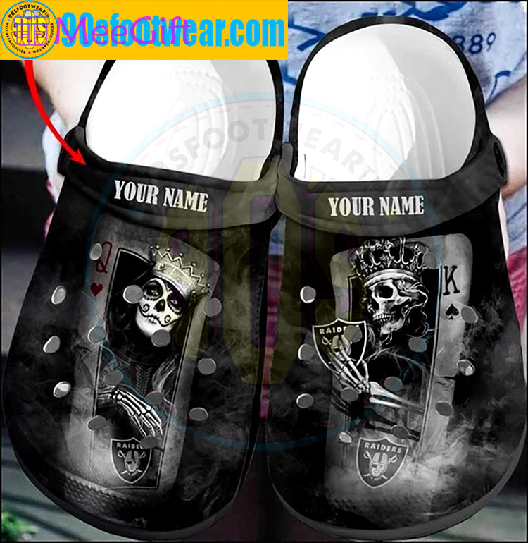 Crocs outfit - personalized raider crocs skull king and queen las vegas raiders football team custom classic clog - 1821 Crocs Outfit