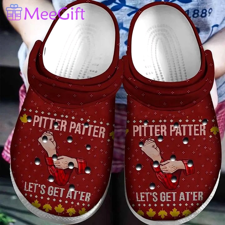 Crocs outfit - pitter patter let’s get at er ugly pattern christmas crocs crocband clog shoes for men women - 1877 Crocs Outfit