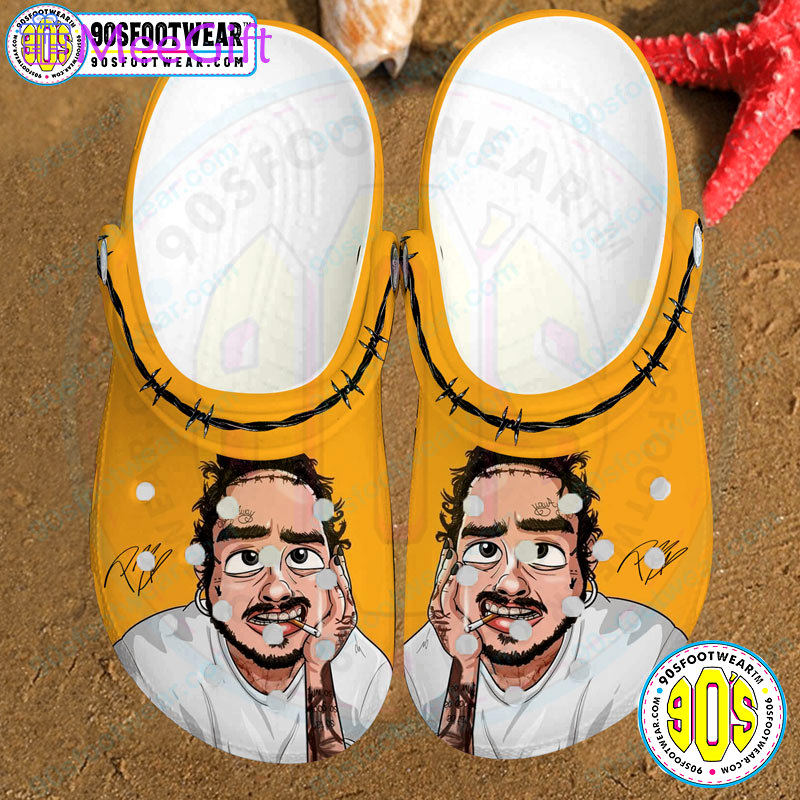 Crocs outfit - post malone crocs post malone rapper signature fan art yellow clog shoes - 1928 Crocs Outfit