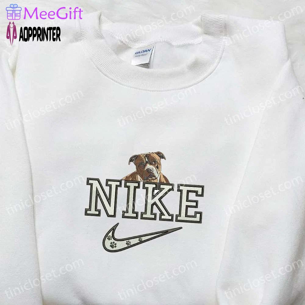 Custom boxer dog x nike embroidered shirt: unique animal nike tee great birthday gift idea Embroidered Shirt