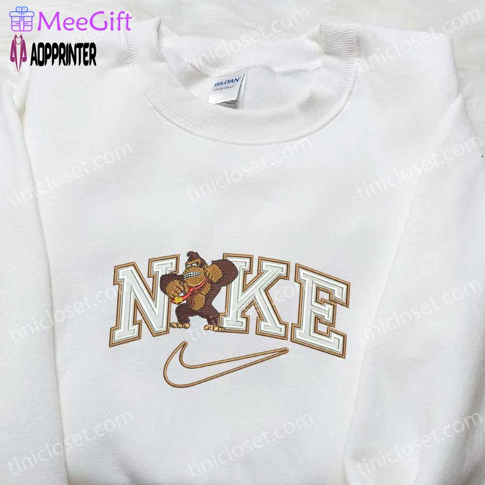 Custom donkey kong x nike embroidered shirt: best birthday gift idea for game lovers Embroidered Shirt