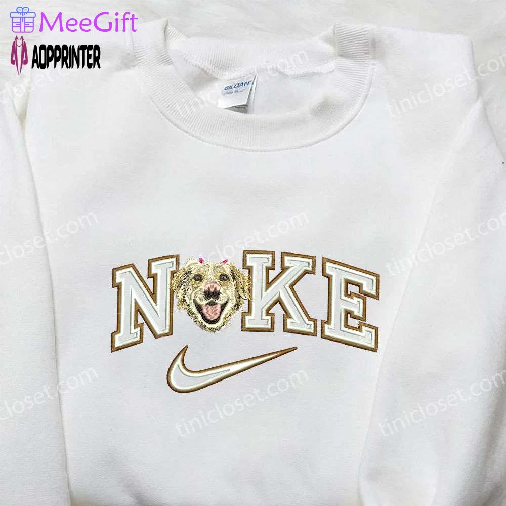 Custom nike dog smile embroidered shirt: animal-inspired style Embroidered Shirt