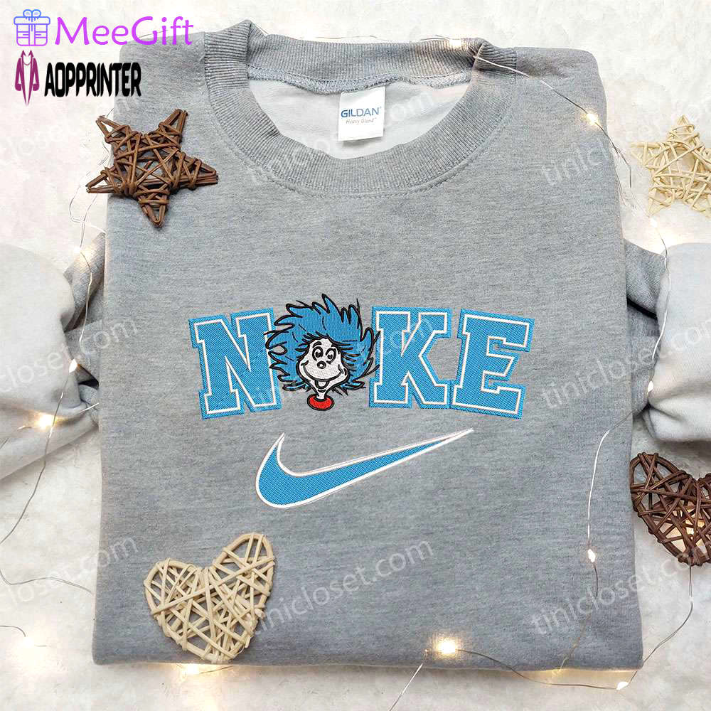 Custom nike embroidered shirt – thing one x cat in the hat design Embroidered Shirt