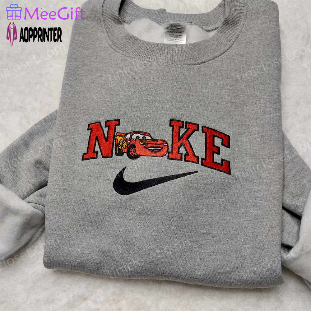 Custom nike lightning mcqueen & pixar cars embroidered shirt – disney inspired design Embroidered Shirt