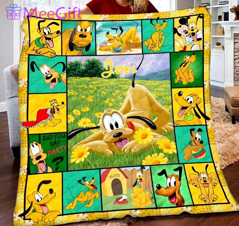 Custom pluto dog blanket, dog fleece blanket, personalized pluto blanket, birthday gifts, christmas gift for kids Quilt Blanket