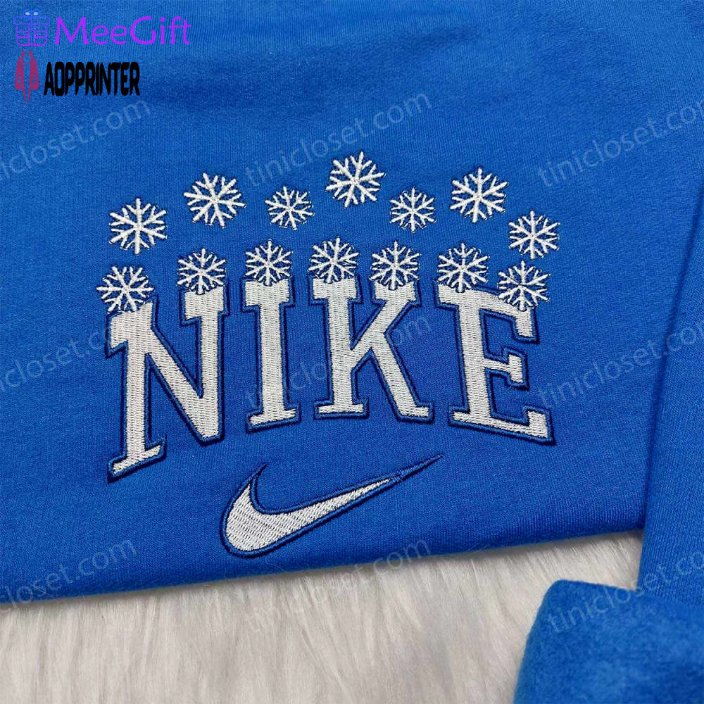 Custom snowflakes nike embroidered shirt & hoodie: perfect christmas gifts for family Embroidered Shirt
