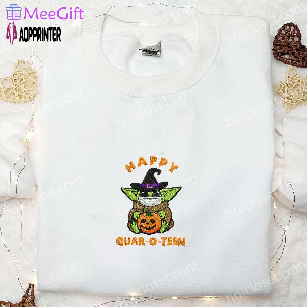 Cute baby yoda pumpkin embroidered sweatshirt: perfect halloween gift for family Embroidered Shirt