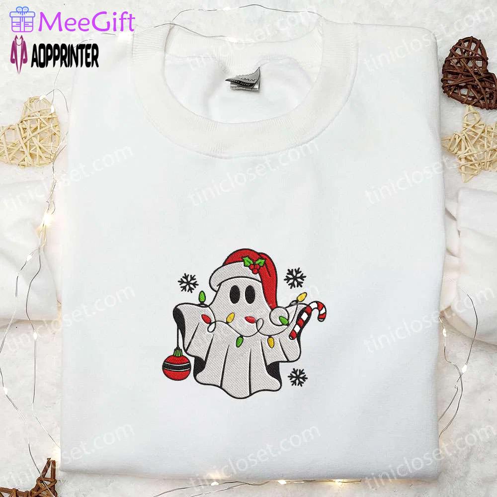 Cute ghost christmas embroidered shirt – best family christmas gift Embroidered Shirt