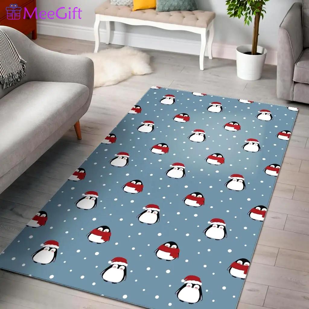 Cute penguin christmas snow pattern dhcdhc dt1910 rug living room rug home decor Rectangle Rug