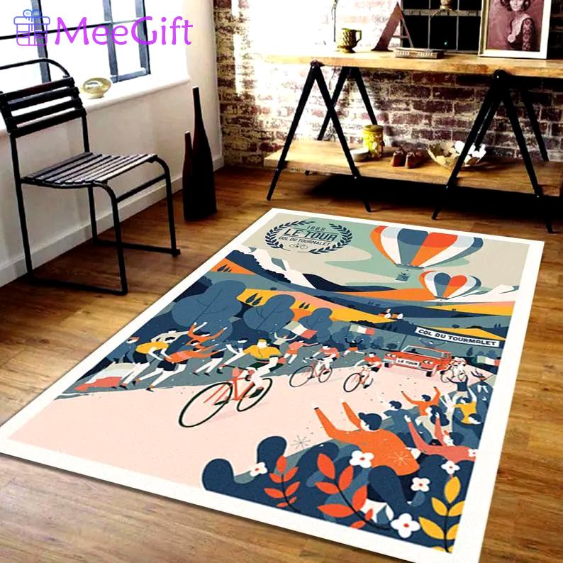 Cycling print col du tourmalet tour de france cycling rug floor mat carpet sport decor Rectangle Rug