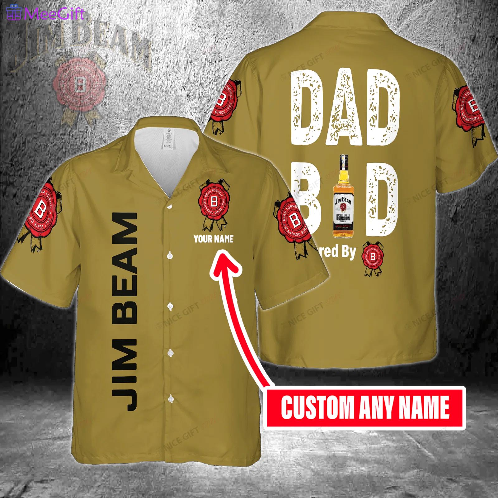 Dad bod powered by jim beam custom name hawaiian shirt for men and women Hawaii Shirt