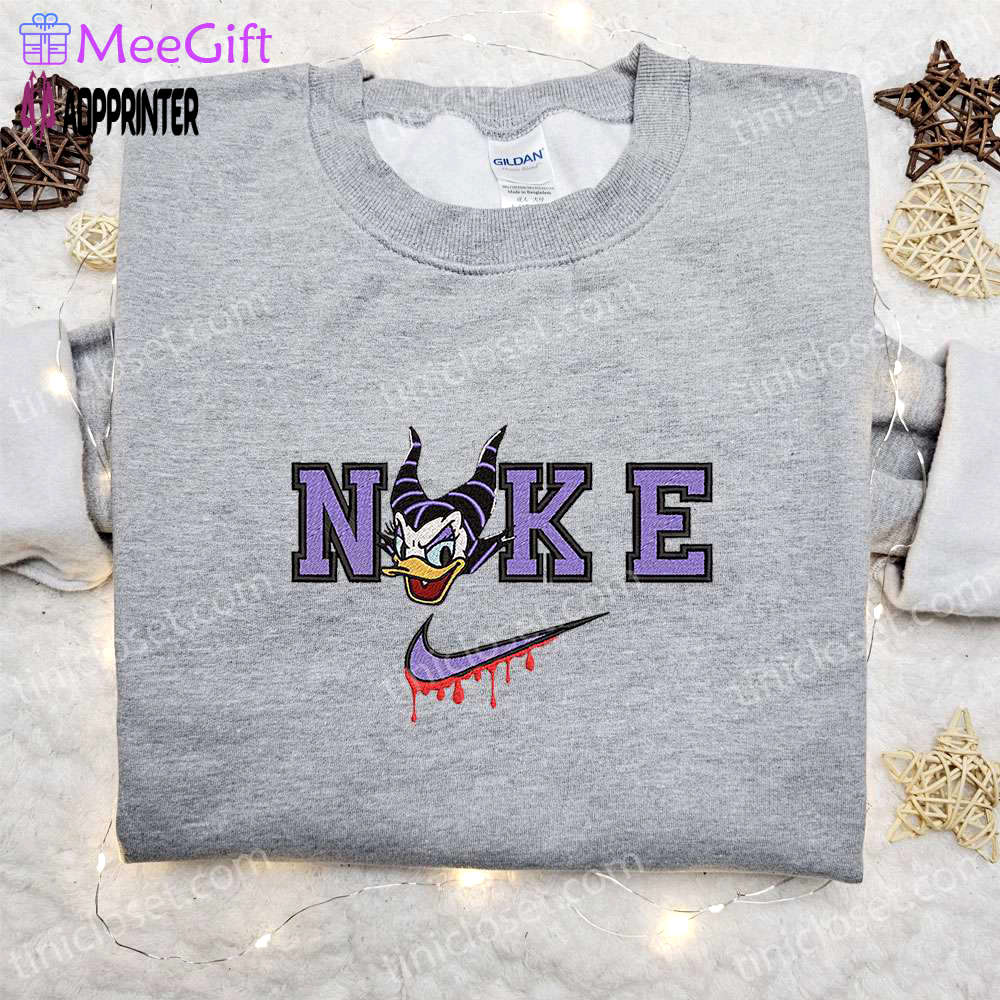 Daisy duck maleficent evil x nike: embroidered hoodie & shirt – best halloween gift ideas Embroidered Shirt
