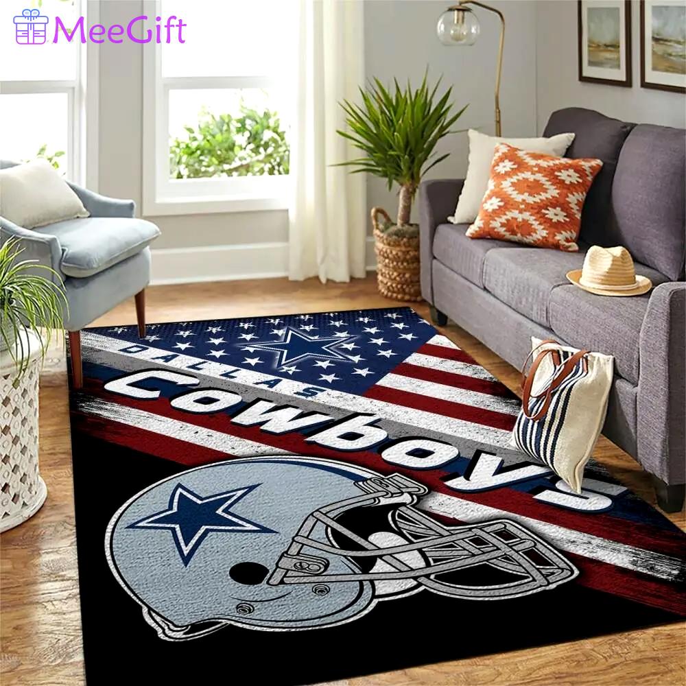 Dallas cowboys nfl area rugs team logo american flag style carpet Rectangle Rug