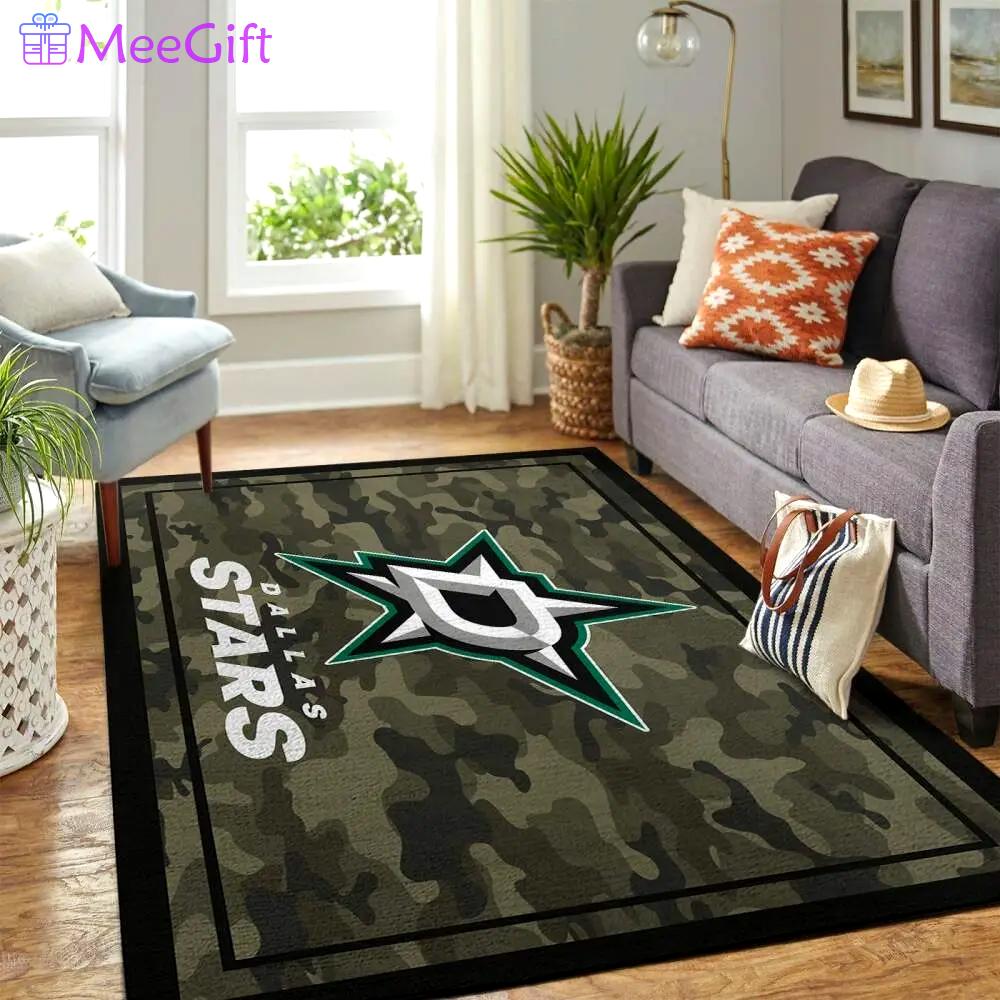 Dallas stars nhl area rugs camo style living room carpet regtangle carpet Rectangle Rug