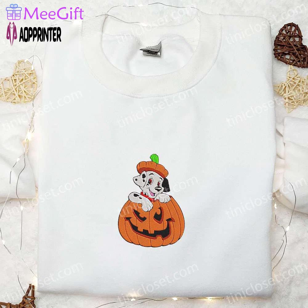 Dalmatian halloween pumpkin embroidered shirt – cute gift idea for halloween Embroidered Shirt