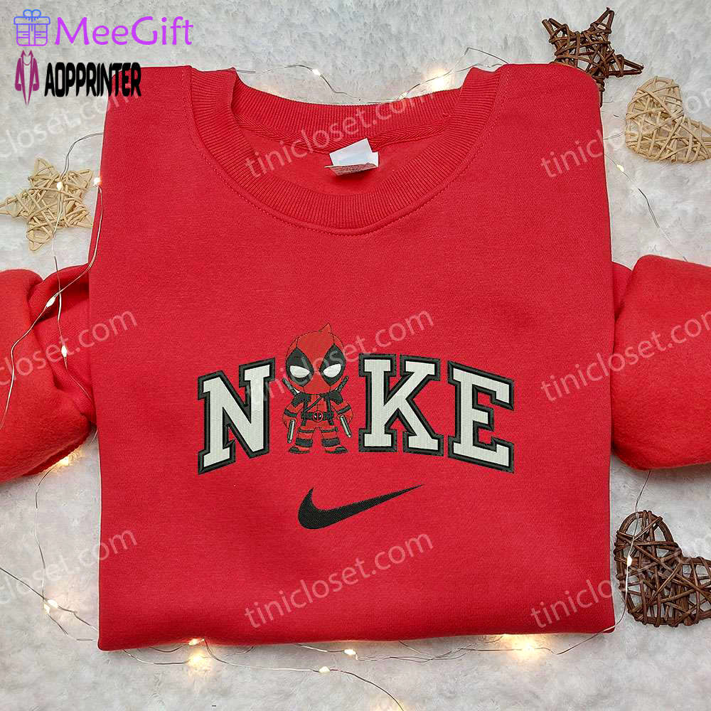 Deadpool chibi x nike embroidered shirt – custom marvel tee with nike logo Embroidered Shirt