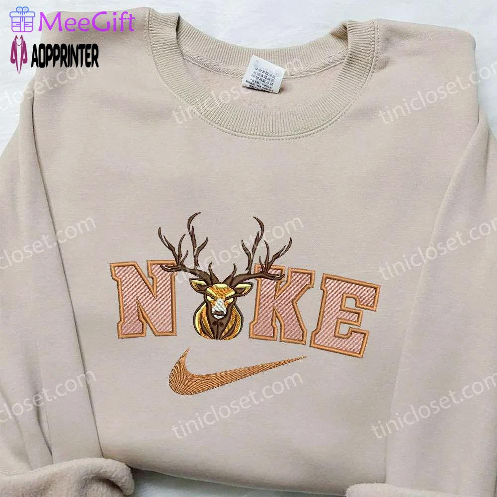 Deer x nike embroidered shirt: animal & custom designs Embroidered Shirt