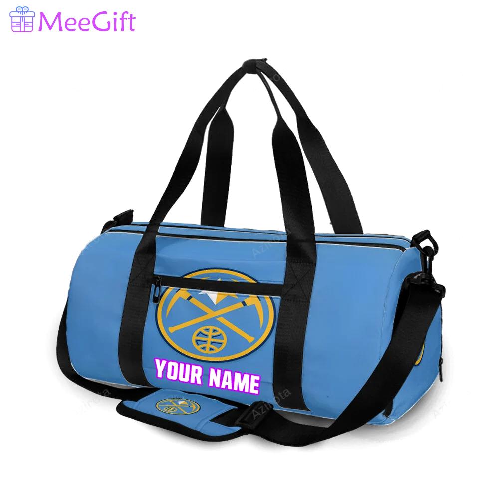 Denver nuggets blue wood personalized name travel bag gym bag 275 Travel Bag