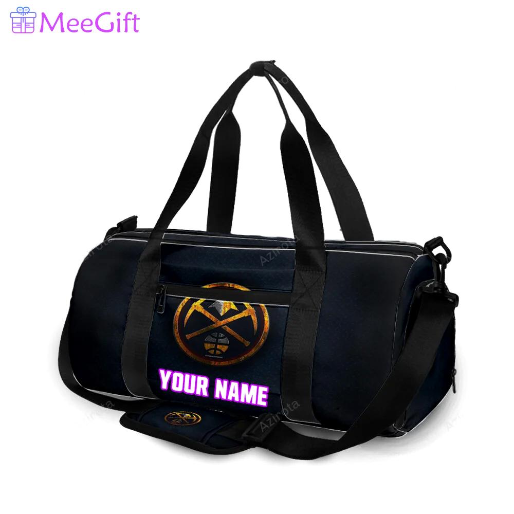 Denver nuggets golden black metal personalized name travel bag gym bag 272 Travel Bag