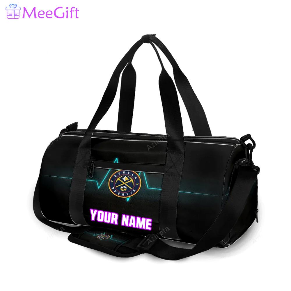 Denver nuggets heart beat black personalized name travel bag gym bag 1717 Travel Bag